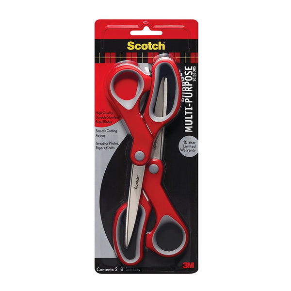 Scotch Multi-Purpose Scissor, 8 Inch, 2 Pack