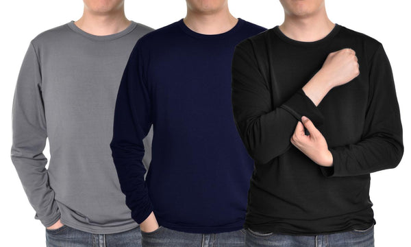 Men's Fleece-Lined Long-Sleeve Thermal Tops (3-Pack) (S-4XL)