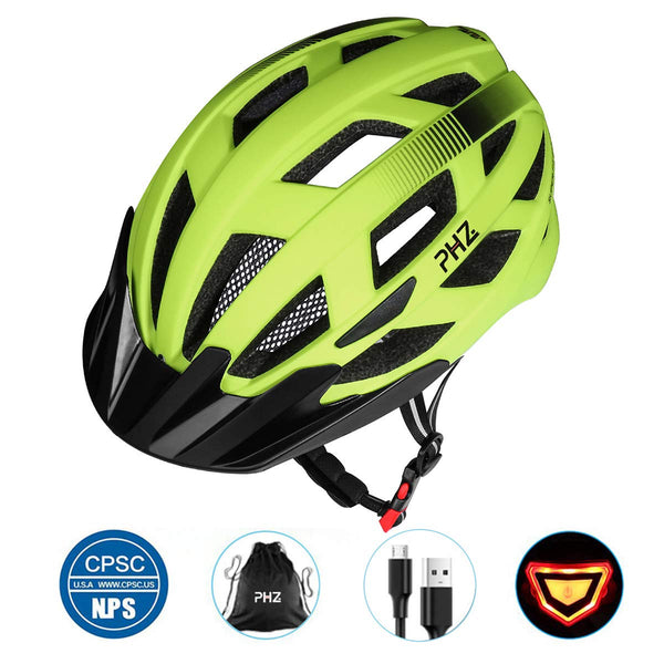 Casco de bicicleta para adultos con luz de bicicleta USB recargable (4 colores)