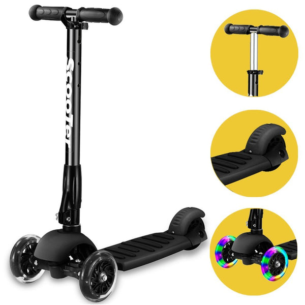 Height adjustable 3 wheel kick scooter