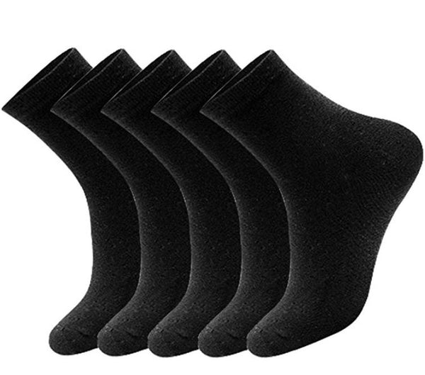 Astrn Calcetines casuales cómodos de algodón de tobillo alto negro para hombres y mujeres -5 pares