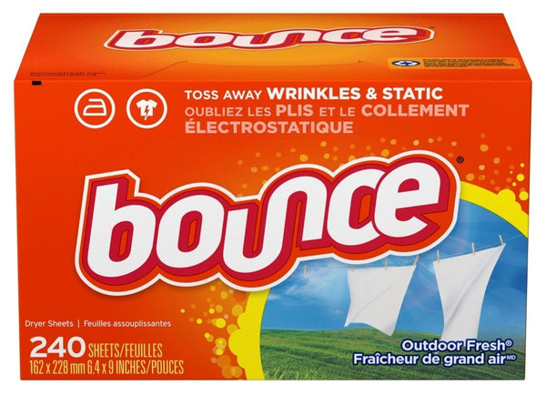 Bounce suavizante de telas y hojas para secadora, fresco para exteriores, 240 unidades