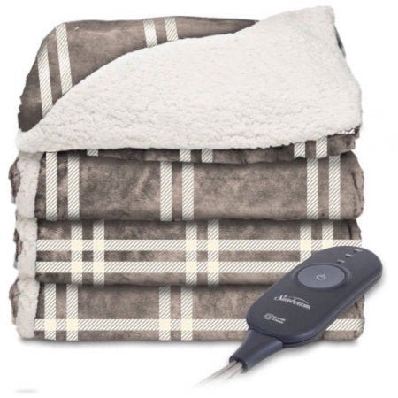 Sunbeam Electric Heated Sherpa Throw Blanket