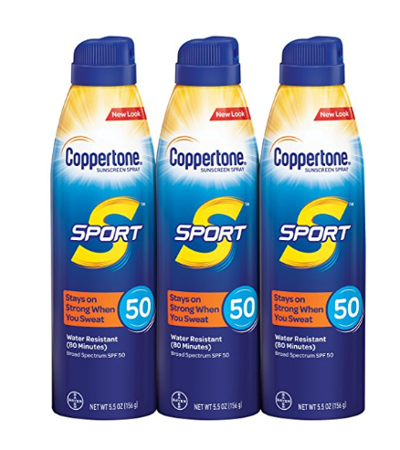 3 Coppertone SPORT Protector solar continuo en spray de amplio espectro SPF 50