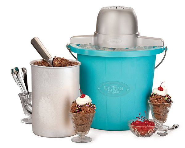 Nostalgia 4-Quart Ice Cream Maker with Easy Carry Hand