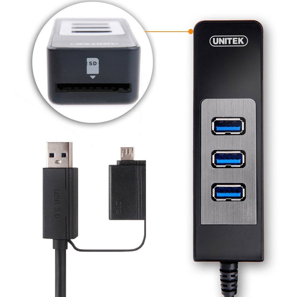 UNITEK Multi-in-1 USB 3.0 3-Port Hub