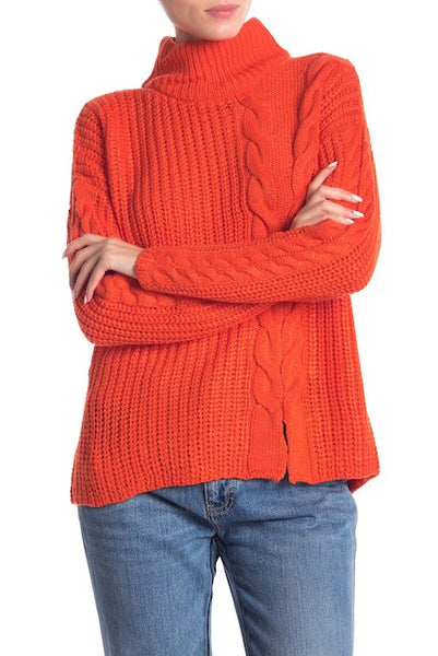 Cable knit turtleneck