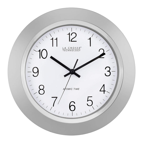 La Crosse Technology 14 Inch Atomic Analog Silver Wall Clock