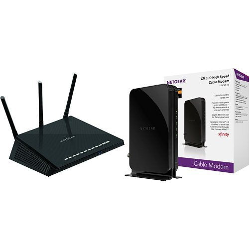 Netgear Nighthawk R6700 AC1750 WiFi Router with CM500 DOCSIS 3.0 Cable Modem Bundle