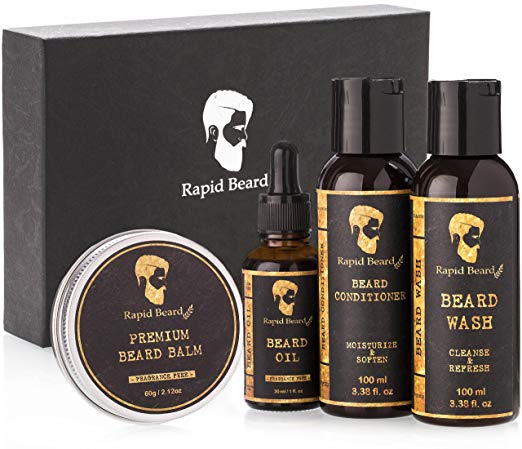 Beard Grooming kit for Men Care - Unscented Beard Oil, Beard Shampoo Wash