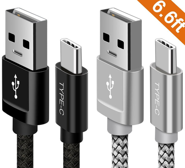 2 Pack USB Type C -6.6 ft Cables