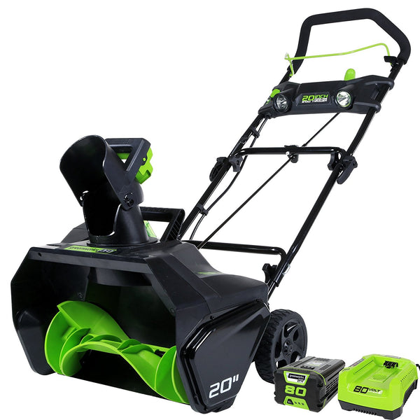 Lanzador de nieve inalámbrico GreenWorks Pro de 80 V, 20 pulgadas, batería de 2 Ah y cargador