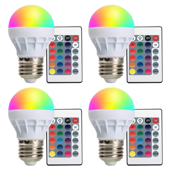 Paquete de 4 bombillas LED regulables con control remoto