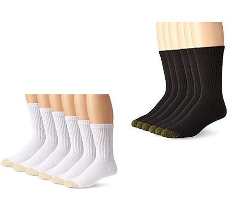 6 calcetines de algodón para hombre Gold Toe negros y 6 blancos