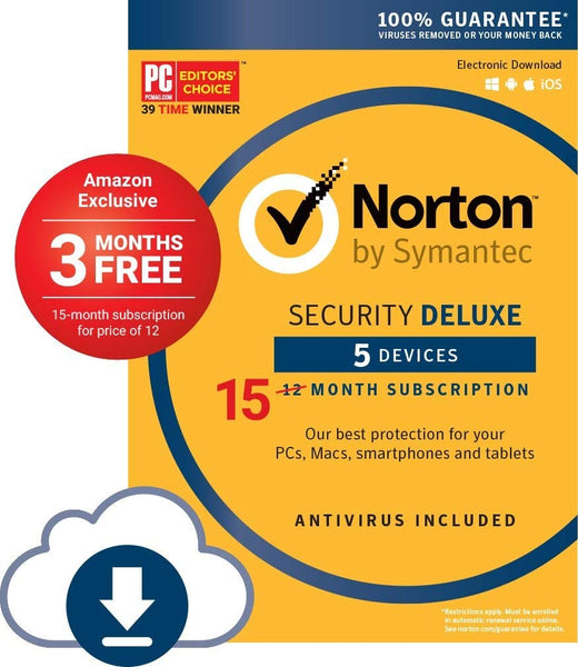 Norton Security Deluxe: 5-Devices/15-Months (Digital Download)