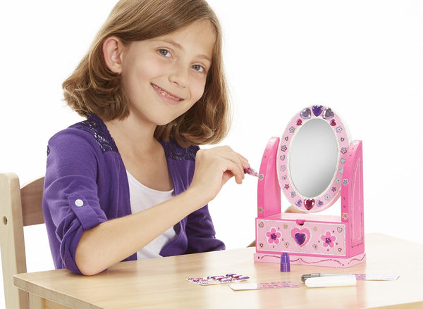 Melissa & Doug Decorate-Your-Own Wooden Vanity Craft Kit With Mirror and Storage Drawer