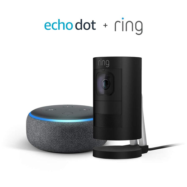 Cámara de seguridad Ring Stick Up con cable HD + Echo Dot (3.ª generación)