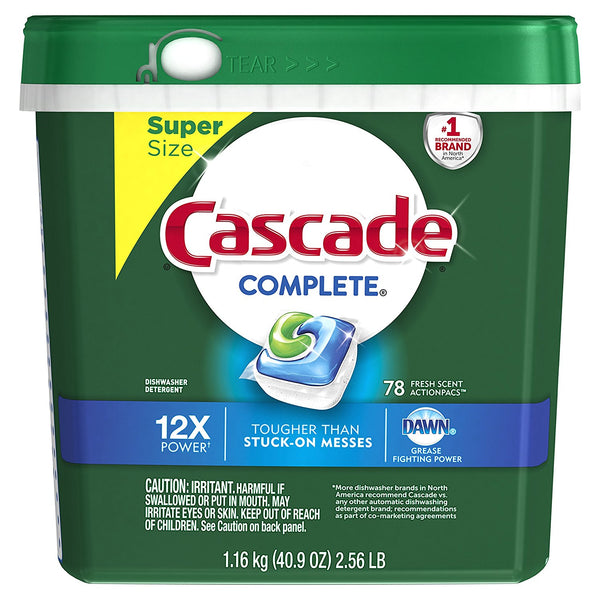 Cascade Complete ActionPacs Dishwasher Detergent, Fresh Scent, 78 Count