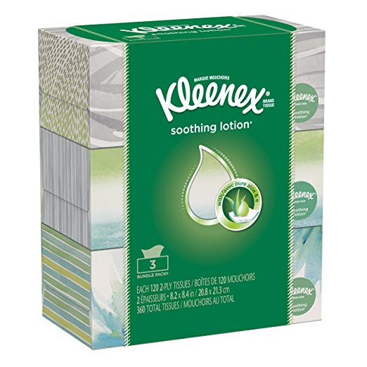 Kleenex Loción pañuelo facial, 120 unidades, (paquete de 3)