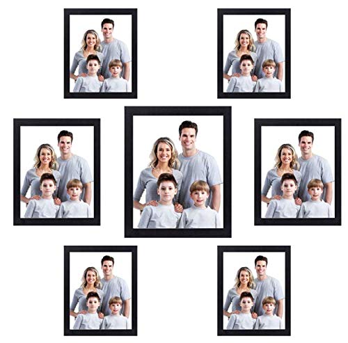 7 Piece Photo Frame Wall Gallery Kit with Decorative Art Prints & Hanging Template