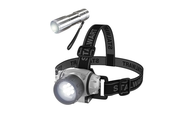 Juego de linterna frontal Stalwart de 12 LED y linterna de 6 LED (paquete de 1, 2, 4 o 6)