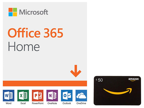 Microsoft Office 365 Home | 12-month subscription With Amazon.com $50 Gift Card