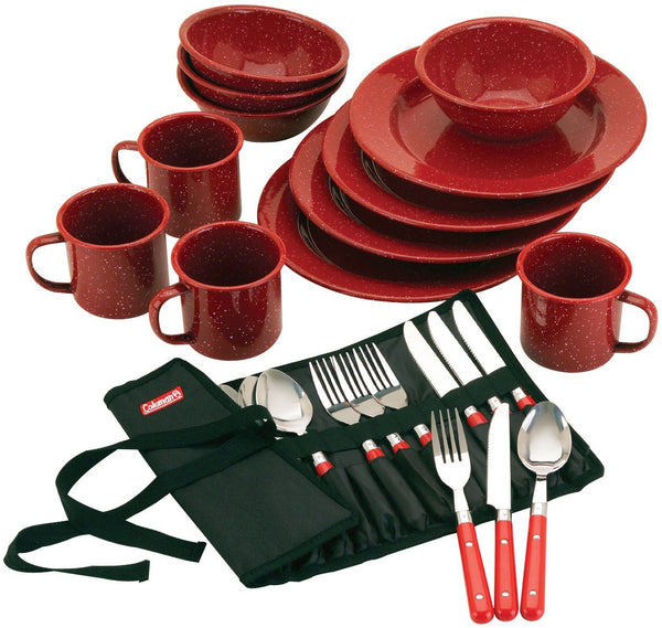 Coleman 24-Piece Enamel Dinnerware Set