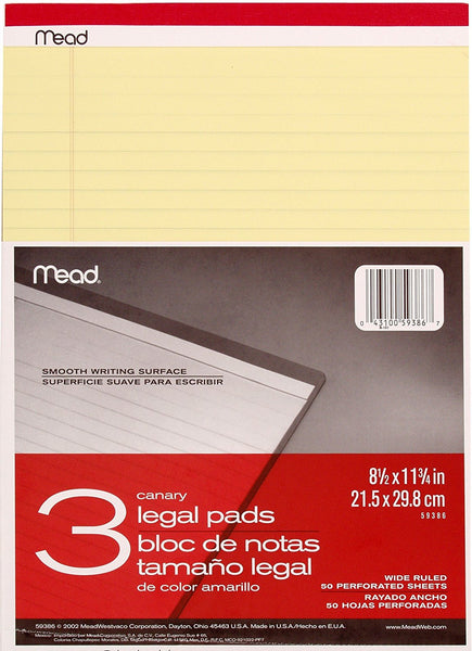 Pack of 3 Mead legal pads