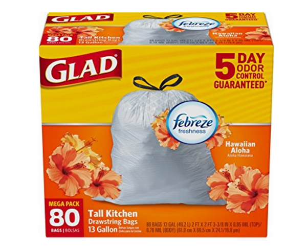 Pack of 80 Glad 13 gallon trash bags