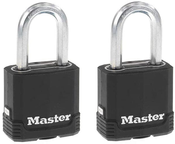 Juego de 2 candados para exteriores de alta resistencia Master Lock Magnum con llaves iguales