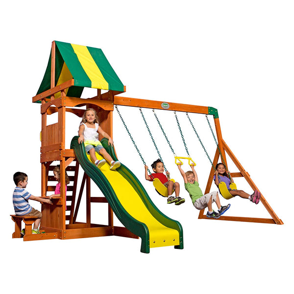 Backyard Discovery Weston All Cedar Wood Playset Swing Set