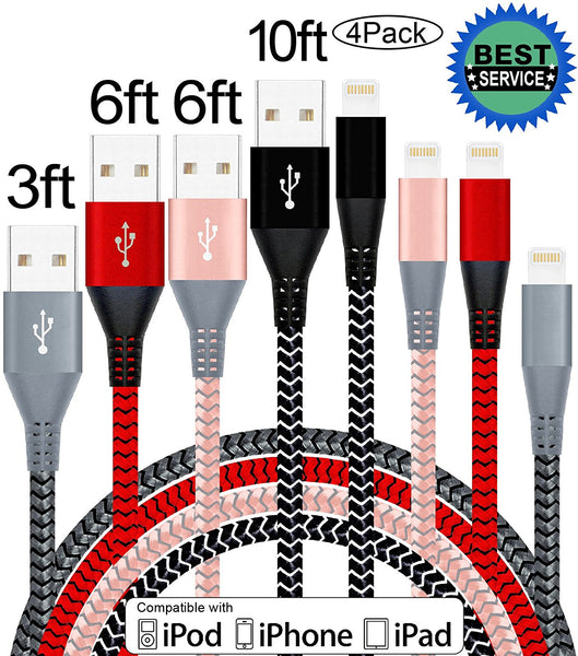 Pack de 4 cables Lightning trenzados