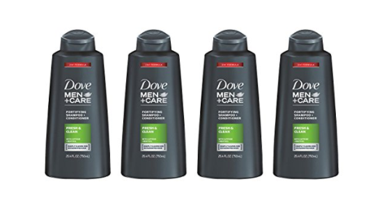 4 bottles of Dove Men+Care 2 in 1 Shampoo and Conditioner