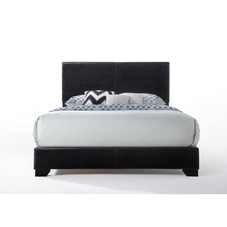 Cama tamaño queen Acme Ireland de piel sintética, color negro