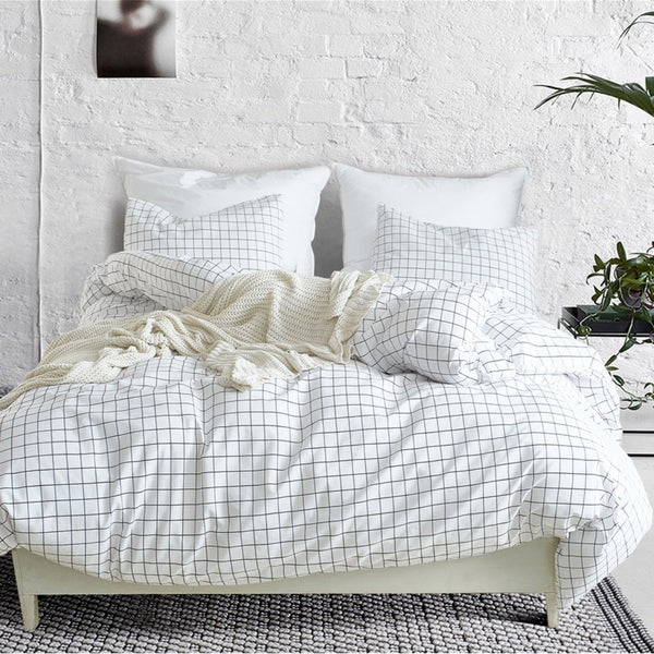 3 Piece Mini Grid Duvet Cover Set