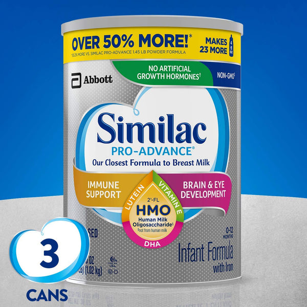 3 latas de fórmula infantil Similac Pro-Advance (OU-Dairy)