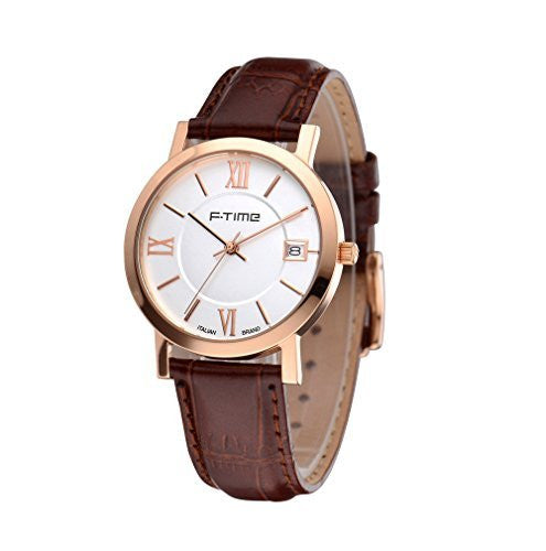 Classic brown leather wrist watch