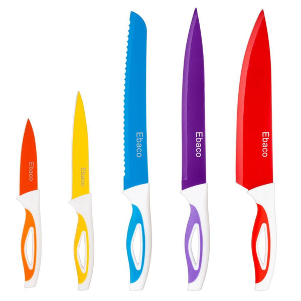 5 Kitchen Knives with 5 Knife Sheath Covers