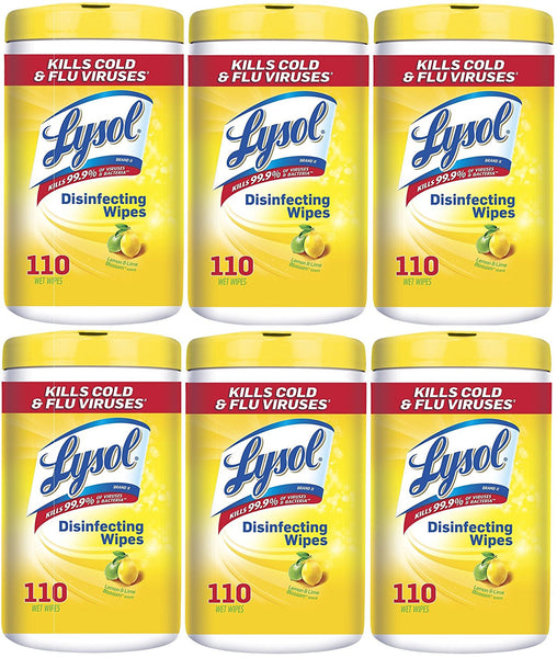 6 Packs of 110 Lysol Wipes