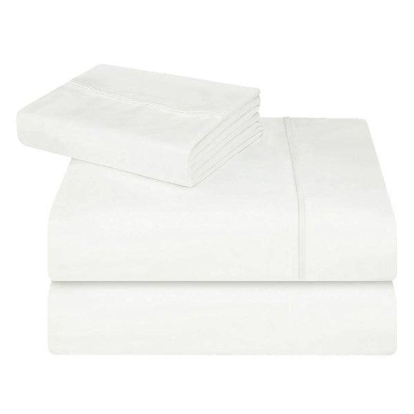 4 Piece Bed Sheets Deep Pockets Fitted Cool (White - Full)