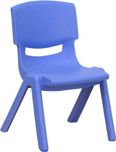 Silla escolar apilable de plástico azul