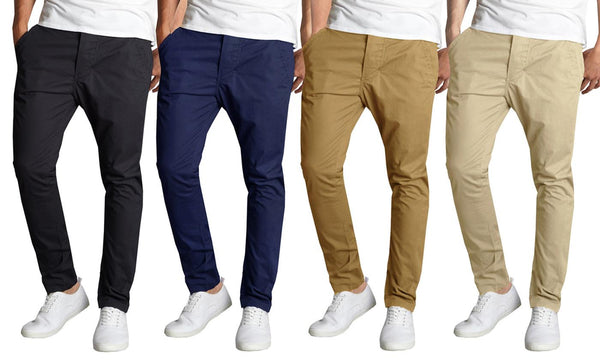 Pantalones chinos elásticos de corte ajustado para hombre Galaxy By Harvic. Múltiples estilos disponibles