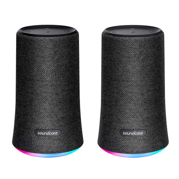 Paquete de 2 parlantes Bluetooth portátiles Anker Soundcore Flare (negro)