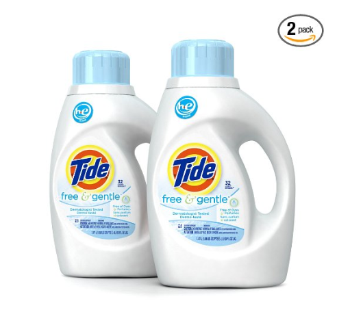 2 bottles of Tide detergent