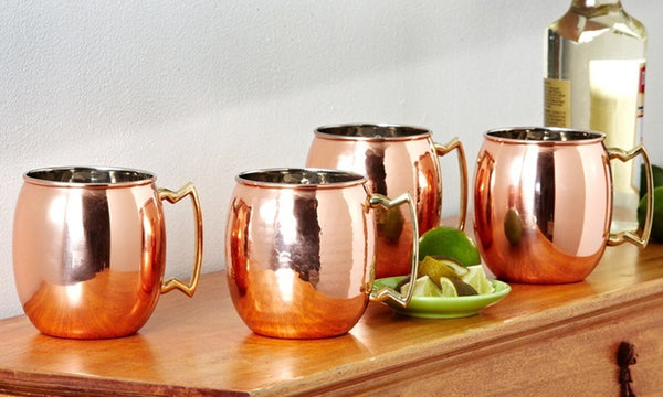 Set of 2 Old Dutch 16 Oz. Hammered or Smooth Copper Moscow Mule Mugs