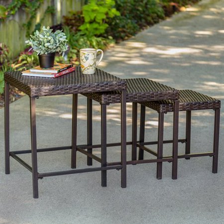 Tuscany 3-Piece Nesting Outdoor Side Table Set, Wicker