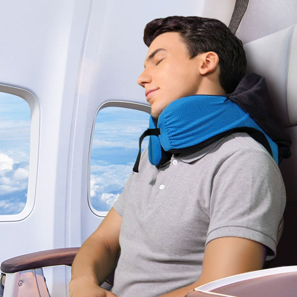 6-in-1 Memory Foam Neck Support Travel Pillow w/Detachable Hood