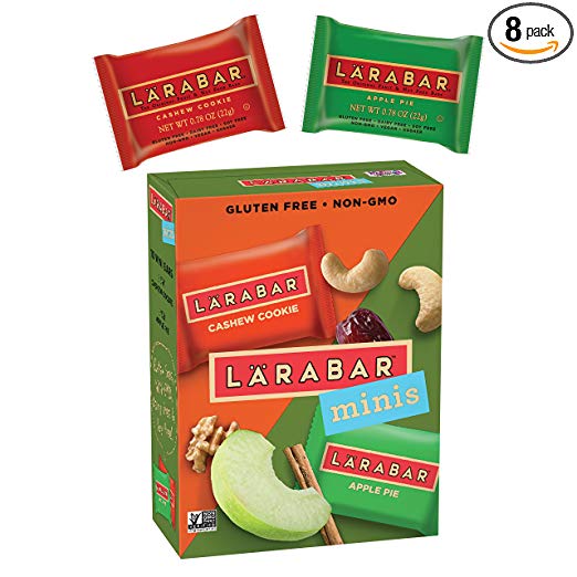 Paquete de 8 barras sin gluten Larabar Minis de 10 unidades (galleta de anacardo y pastel de manzana)