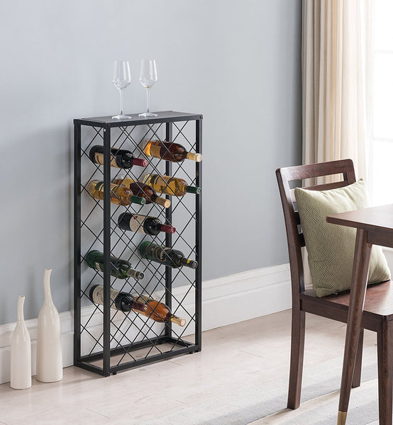 40 Bottle Holder Metal Wine Rack with Grey Table Top