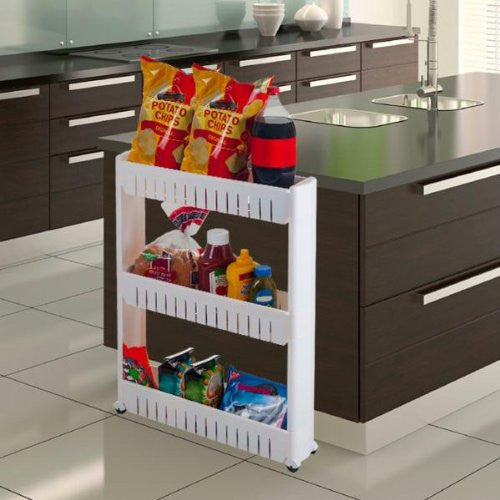 3-Tier Slim Slide Out Pantry on Rollers